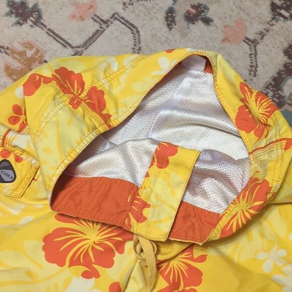 Kirra Mens Shorts Board shorts Swim Trunks Size Adult Yellow Orange Hawaiian - Picture 4 of 6
